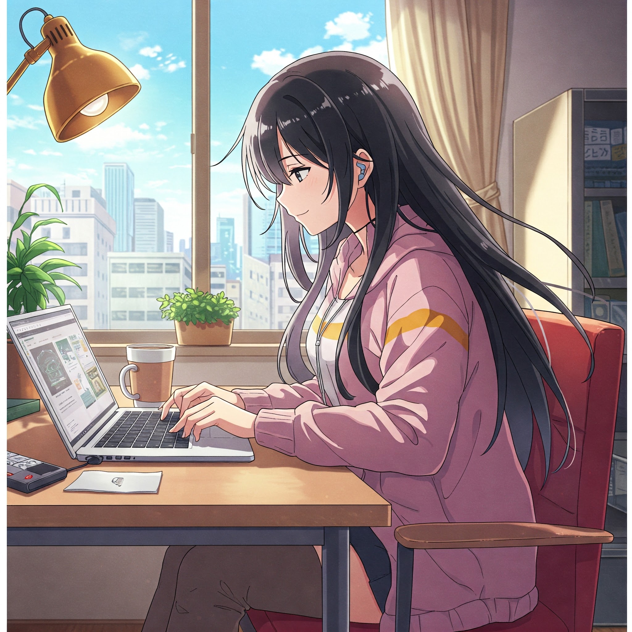パソコンで副業している女性